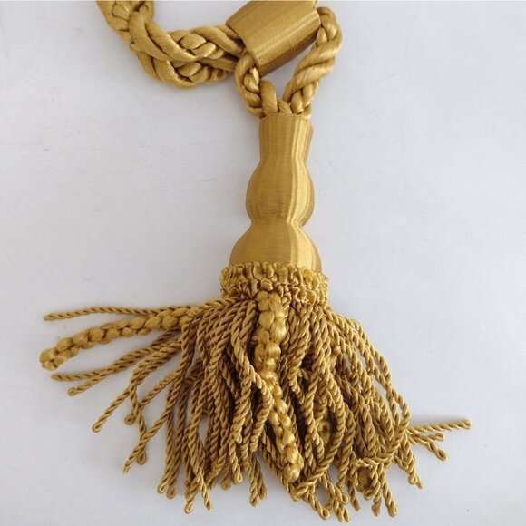 Vtg New Sears Drapery Holdbacks Tiebacks Gold Tassel Medallions Hollywood READ - Picture 3 of 9